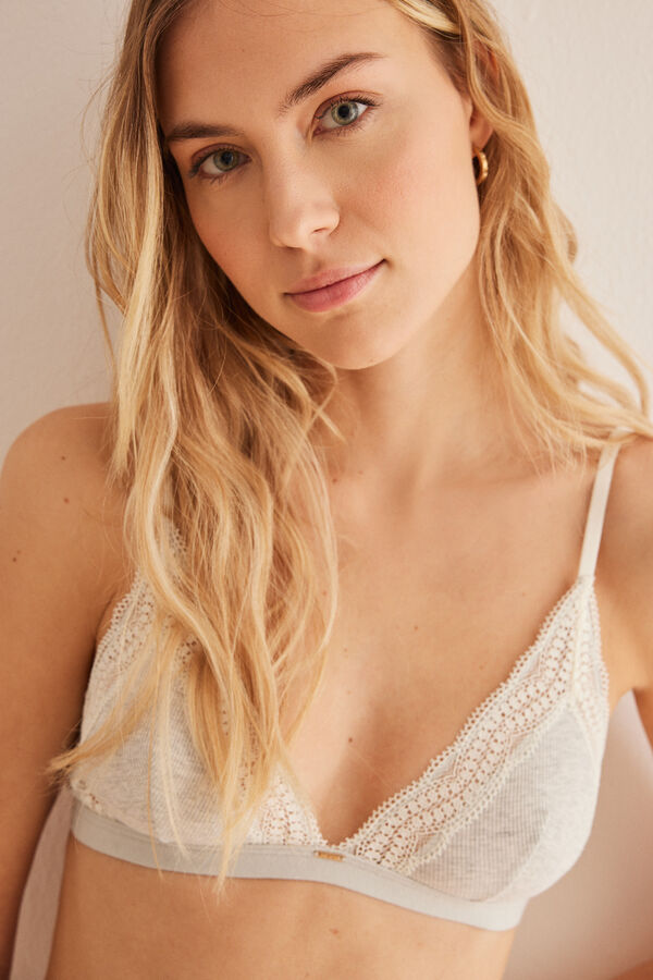 Women'secret NATURAL Sujetador triangular algod&oacute;n gris gris