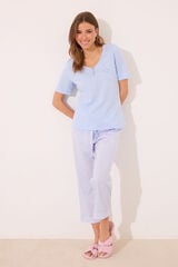 Women'secret Pijama capri 100% riscas listras azuis azul