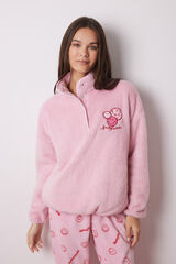 Women'secret Pijama largo polar caritas Smiley rosa