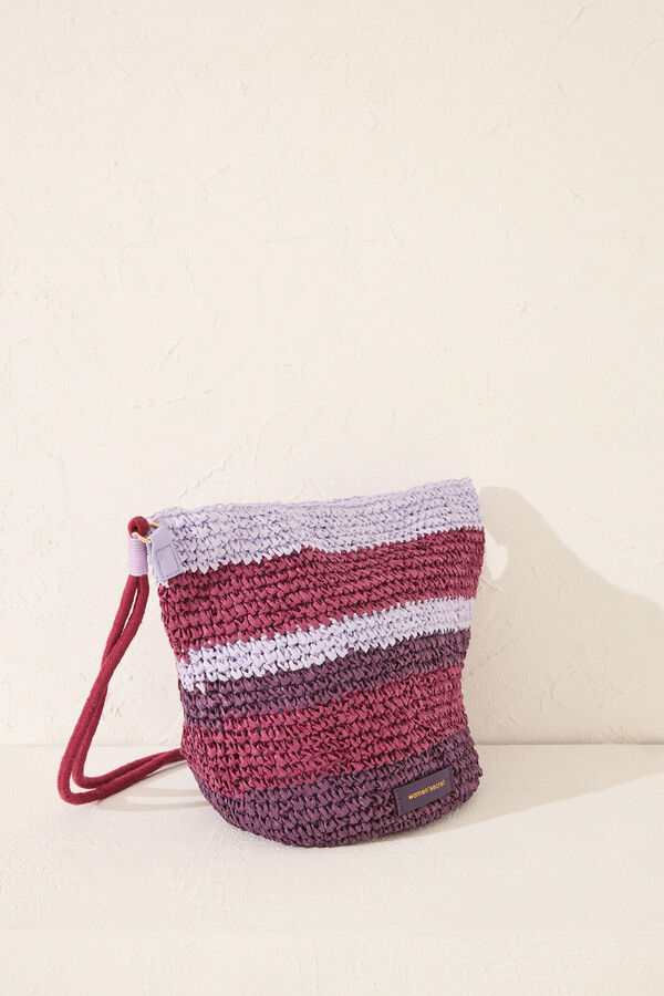 Women'secret Bolso cruzado rafia estampado multicolor estampado