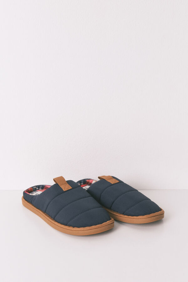 Women'secret Zapatillas casa hombre nylon azul cuadros azul