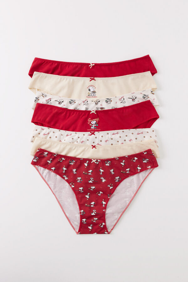 Women'secret Pack 7 bragas cl&aacute;sicas algod&oacute;n Snoopy rojo
