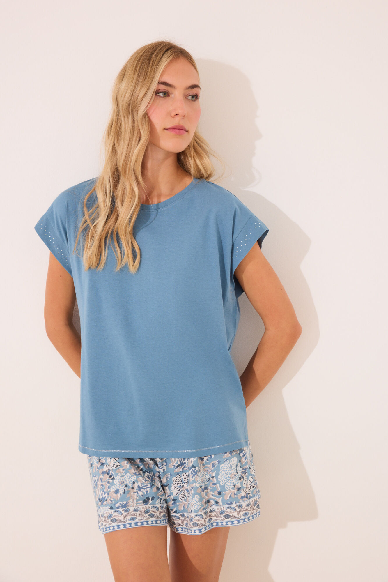 Women'secret Pijama corto 100% algod&oacute;n flores 