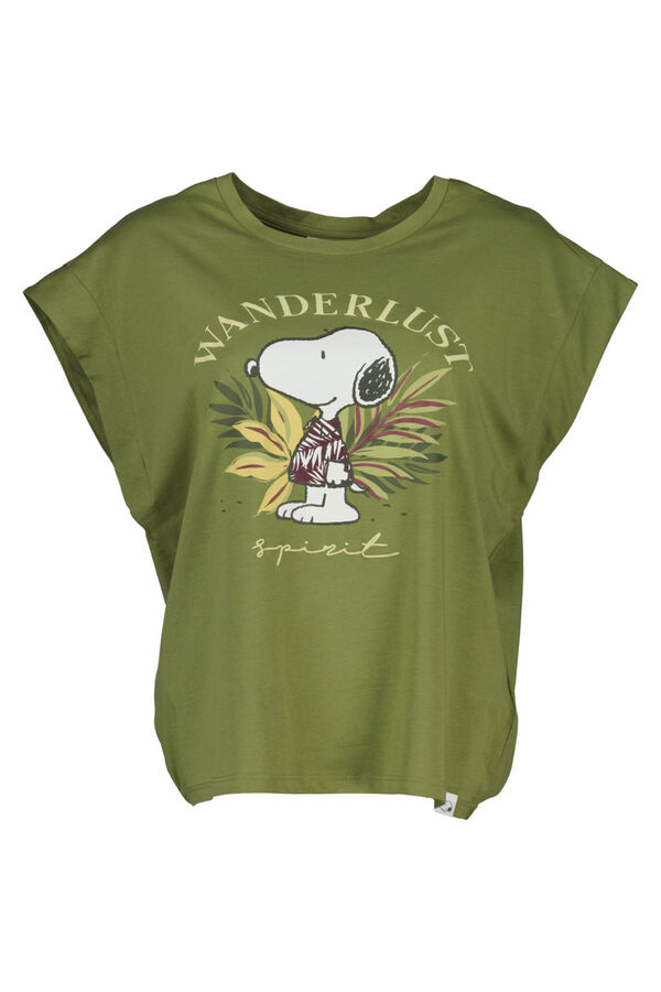 Womensecret Camiseta verde Snoopy 100% algodón kaki