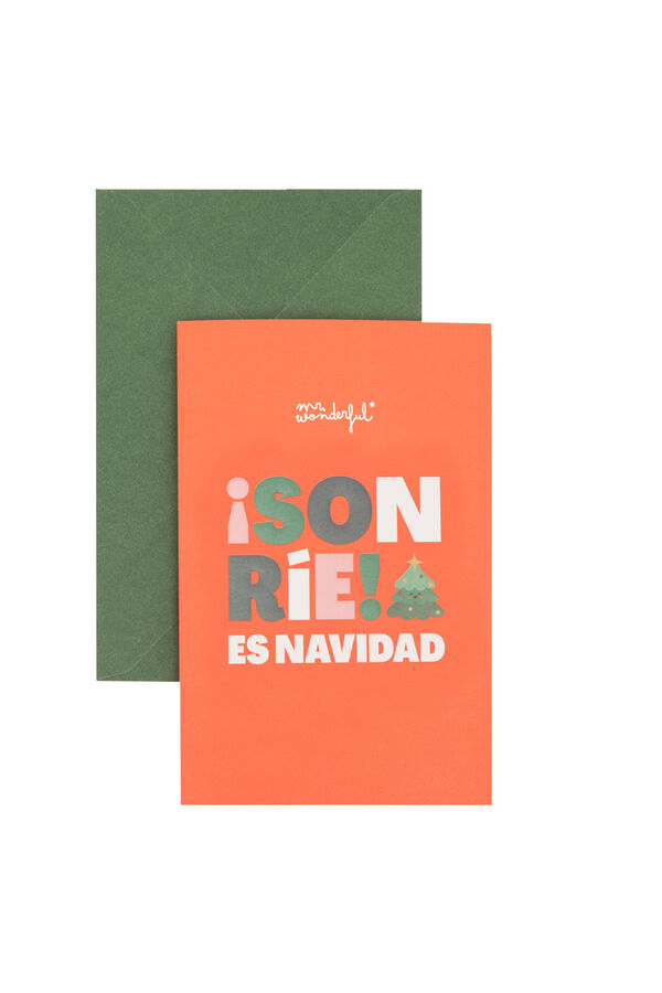 Mr. Wonderful Postal Navidad &iexcl;Sonr&iacute;e! Es Navidad estampado