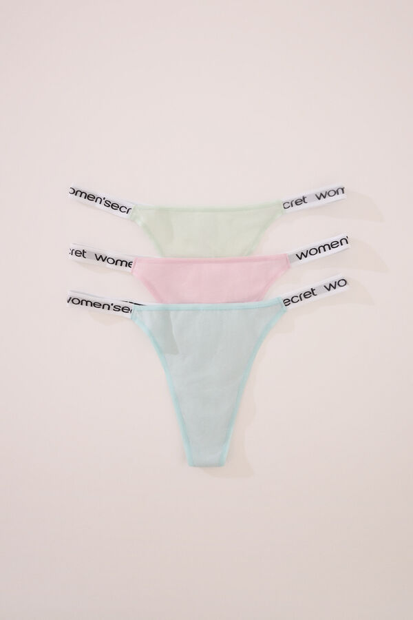 Women'secret Pack 3 tangas algod&oacute;n logo blanco