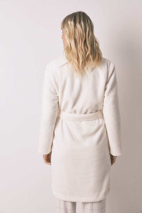 Women'secret Robe midi de polar branca bege