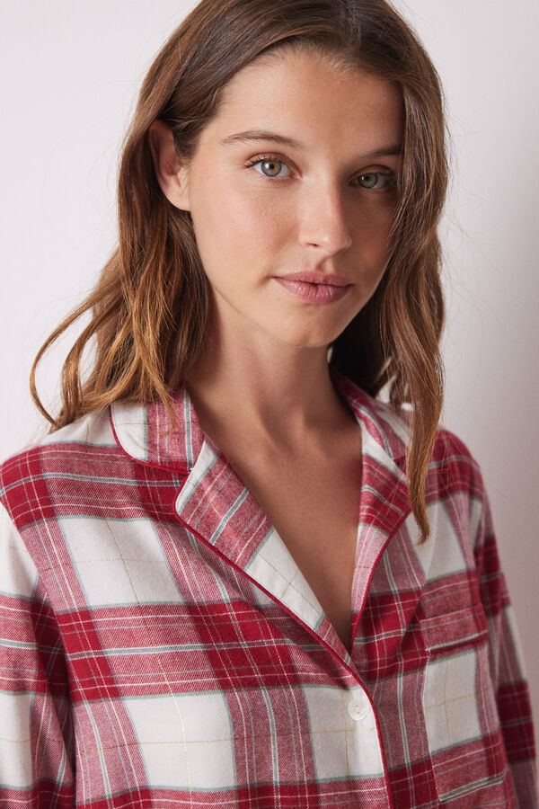 Women'secret Camisa de dormir curta de flanela xadrez  estampado