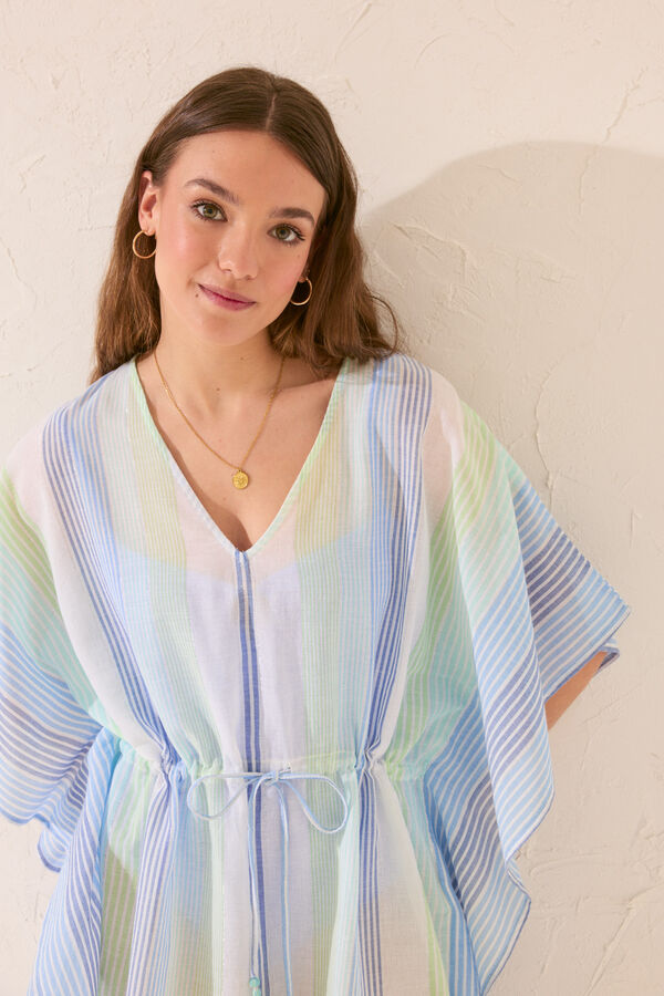 Women'secret T&uacute;nica corta algod&oacute;n print rayas azul estampado