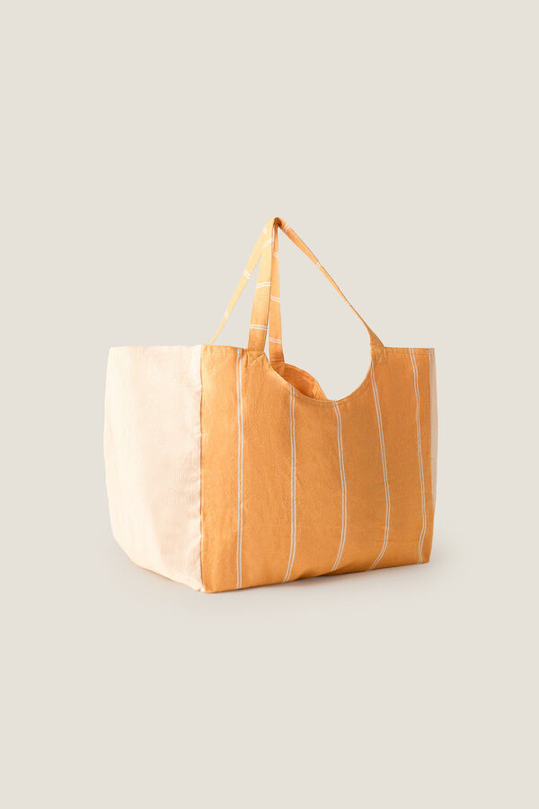 Textura Bolsa saco algod&oacute;n tejido amarillo