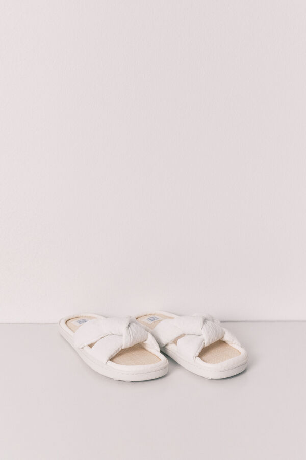 Women'secret Sandalias nudo y rafia blanco