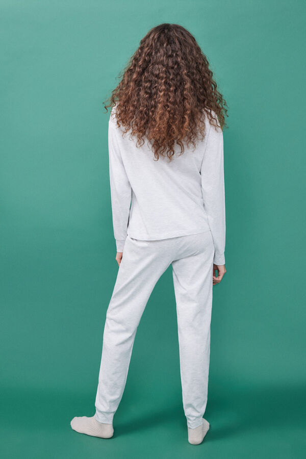 HI&BYE Pijama 100% algod&atilde;o sweatshirt e cal&ccedil;as compridas cinzentas cinzento