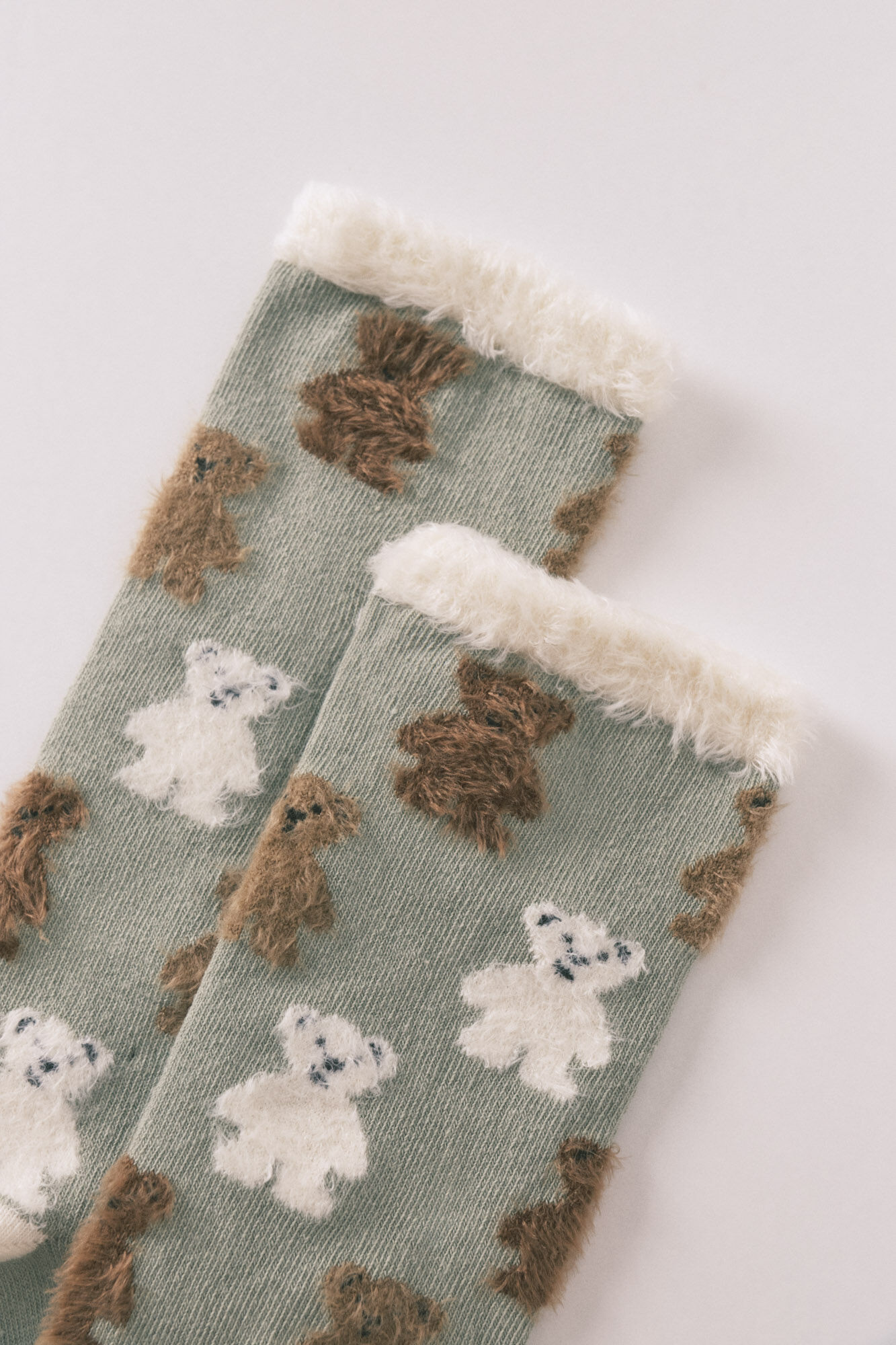 Women'secret Meias longas com estampa de urso texturizado de pelo
