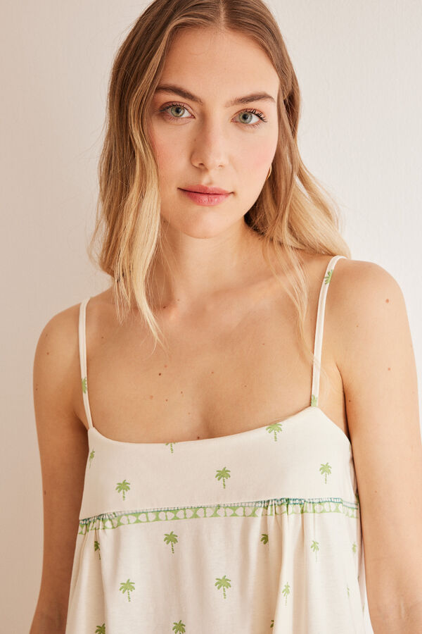 Women'secret Camis&oacute;n corto 100% algod&oacute;n palmeras blanco