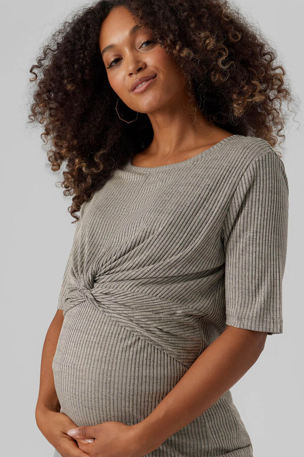 Mamalicious Top de manga corta y cuello redondo doble funcion  gris