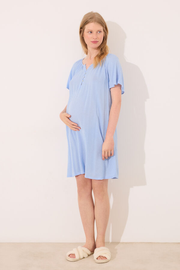 Women'secret Camisola de dormir curta "maternity" em viscose azul azul