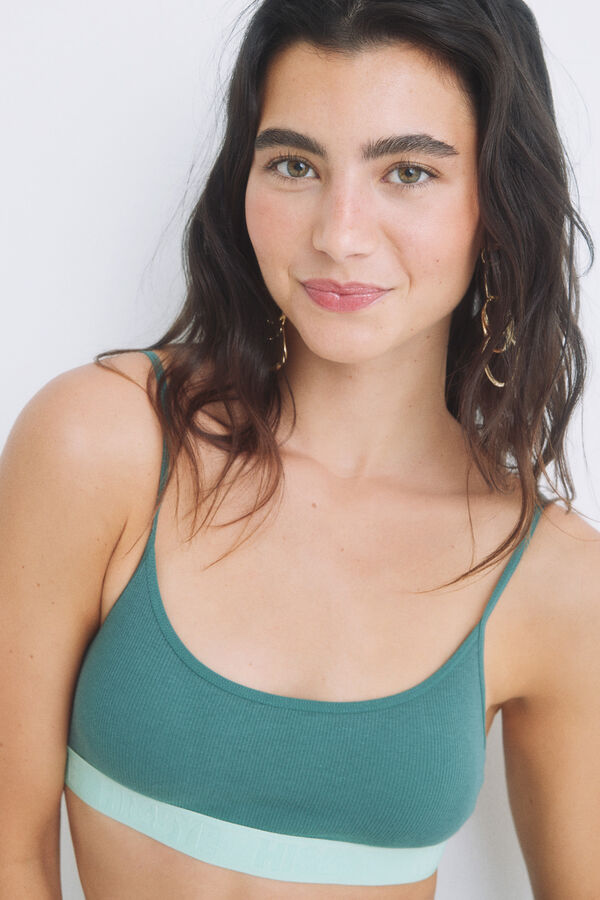 HI&BYE Soutien top algodão verde verde