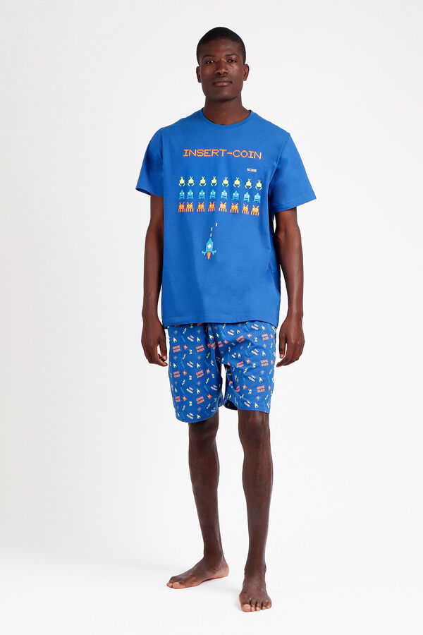 Admas DIVER Pijama manga curta Insert Coin para homem azul