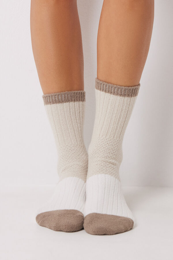 Women'secret Meias longas e grossas marrons cru