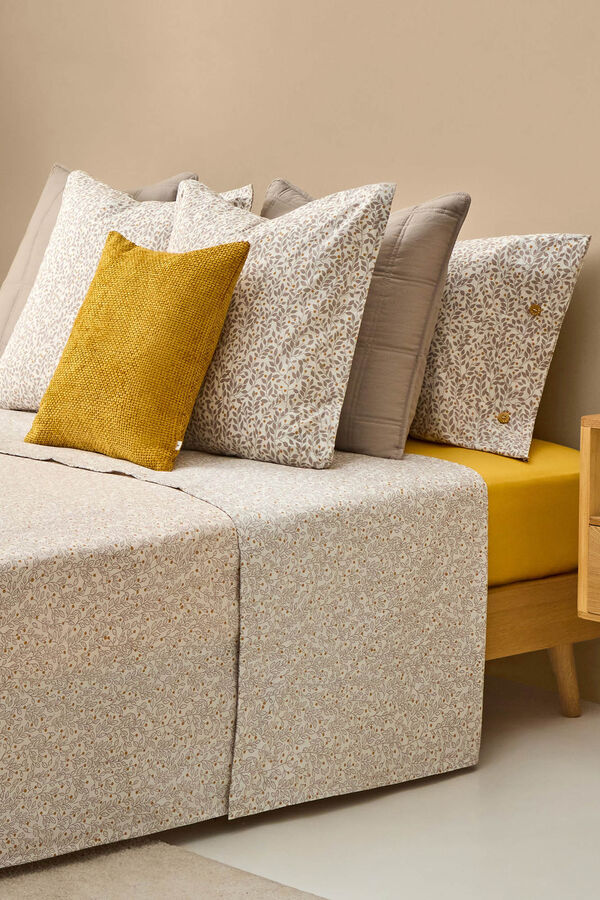 Textura S&aacute;bana algod&oacute;n sostenible hojas amarillo