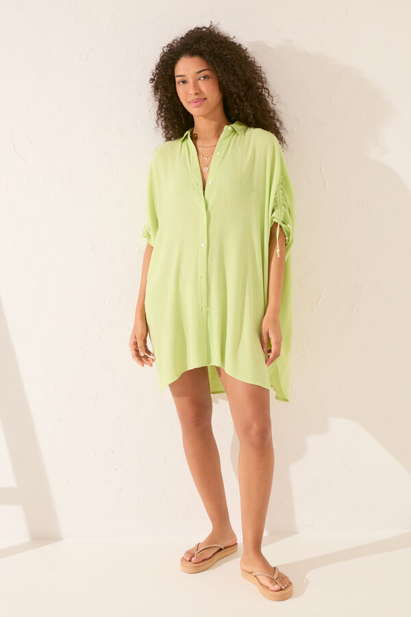 Women'secret Camisola bambula frunces verde verde