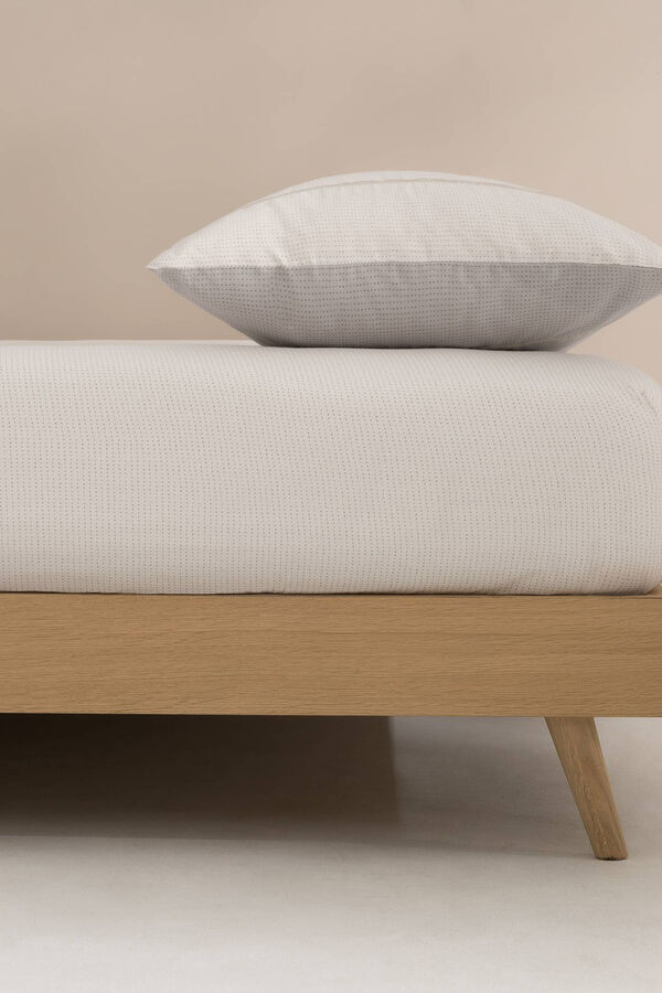 Textura Bajera algod&oacute;n puntos. Cama 150-160cm. beige