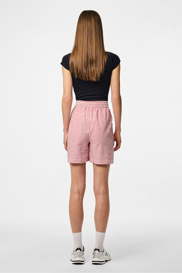 Pieces Shorts riscas vermelho