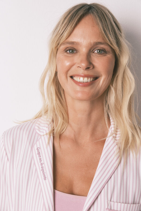 Women'secret Pijama camiseiro riscas rosa  branco