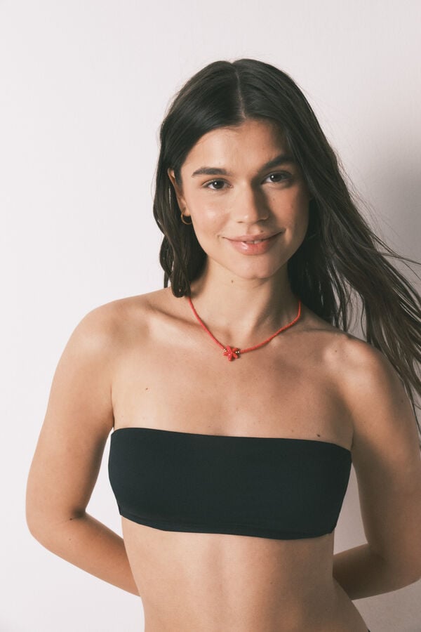 HI&BYE Top biqu&iacute;ni bandeau liso preto preto