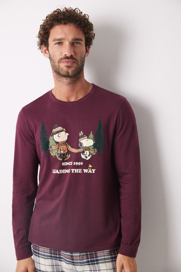 Women'secret Pijama longo masculino 100% algod&atilde;o "Snoopy" vermelho