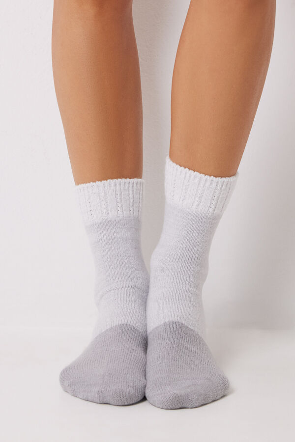 Women'secret Calcetines doble textura gris gris