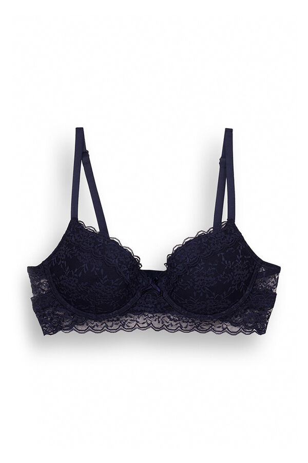 Women'secret BEAUTIFUL Sujetador cl&aacute;sico relleno encaje azul navy azul