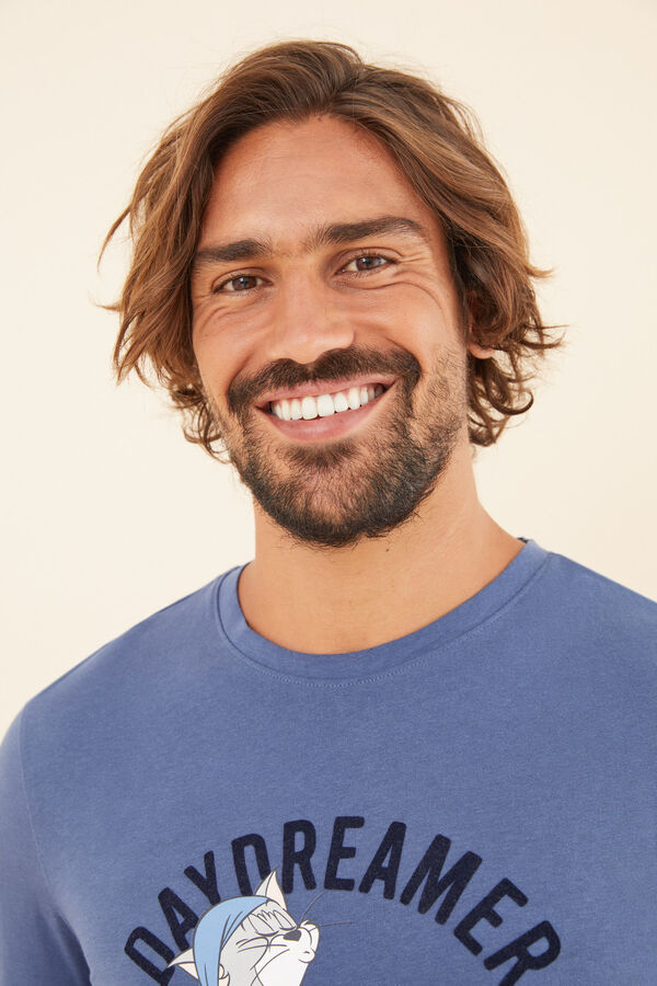 Women'secret Pijama largo hombre 100% algod&oacute;n Tom y Jerry azul