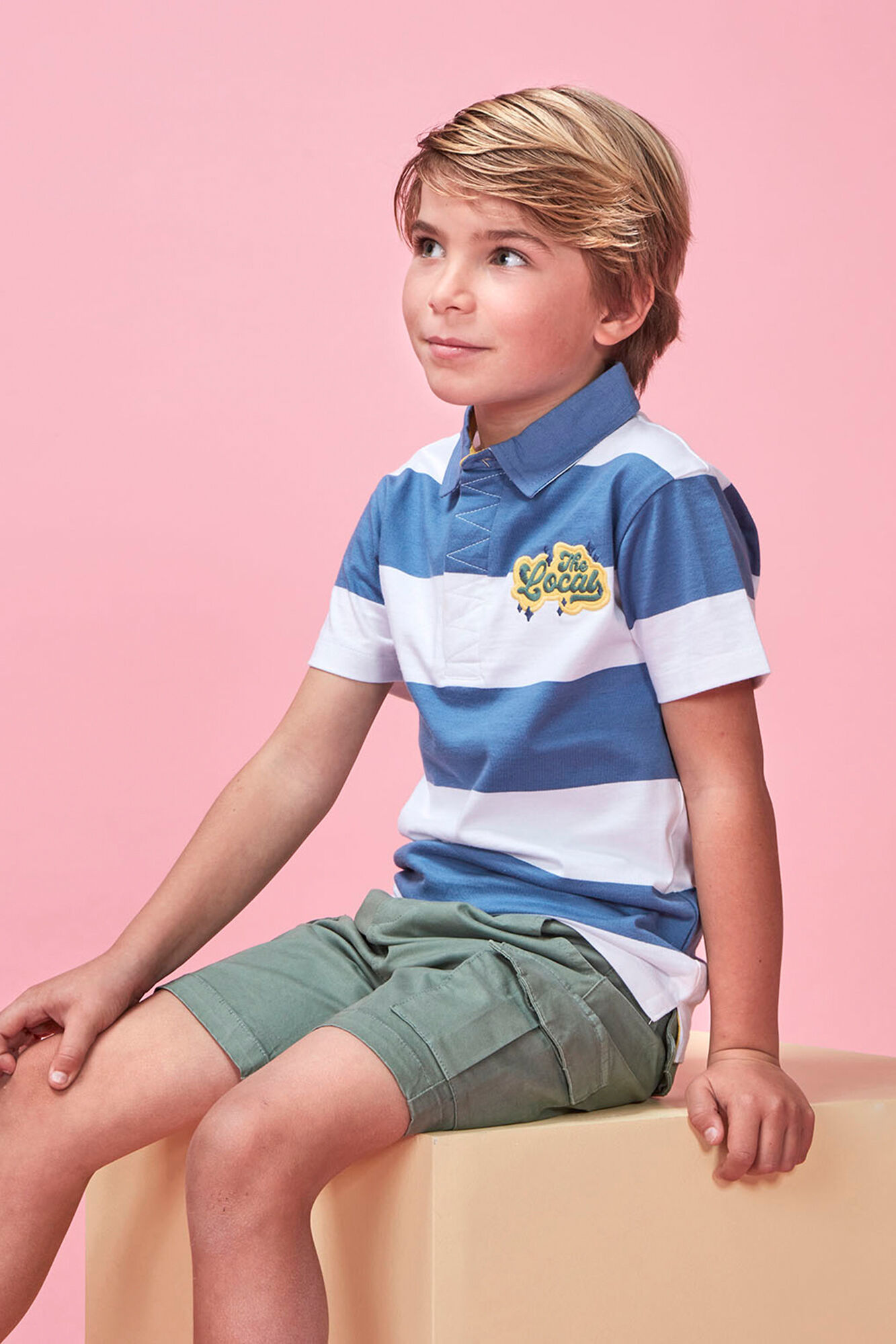 Gocco Camisa polo branca riscas dos moradores