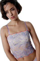 Black Limba de renda top Cropped de Renda Faye estampado