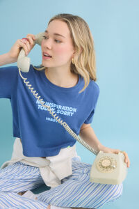 HI&BYE Pijama 100% algodão riscas azul