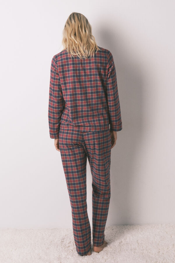 Women'secret Pijama camiseiro xadrez 100% algod&atilde;o azul
