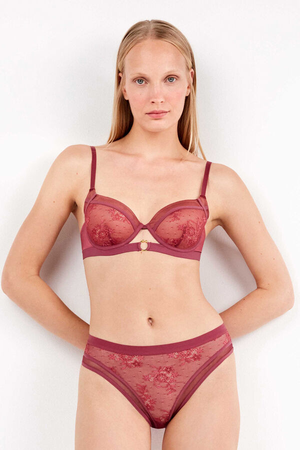 Gisela Soutien de capacidade em tecido de renda vermelho