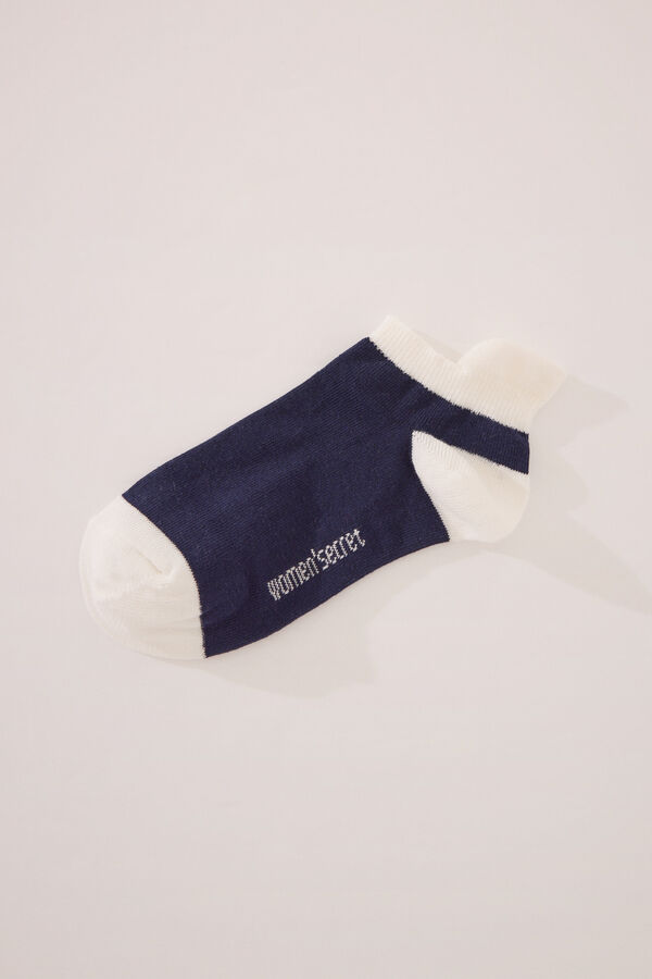 Women'secret Pacote de 5 meias esportivas azuis curtas estampado