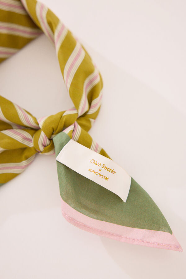 Women'secret Len&ccedil;o riscas verde no gola estampado