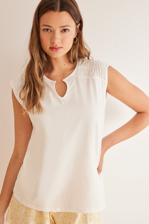 Women'secret Pijama curto algod&atilde;o paisley  bege