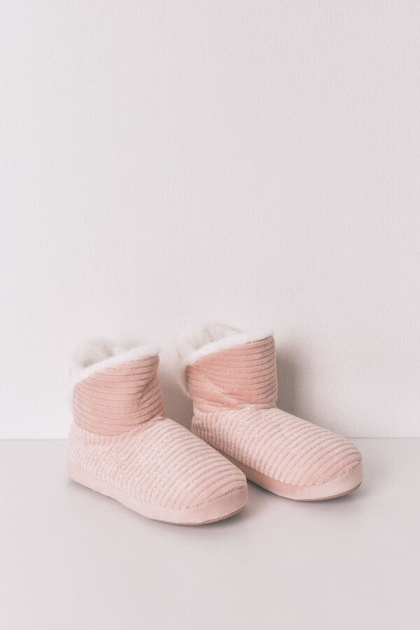 Women'secret Zapatillas casa bota canal&eacute; rosa lurex rosa