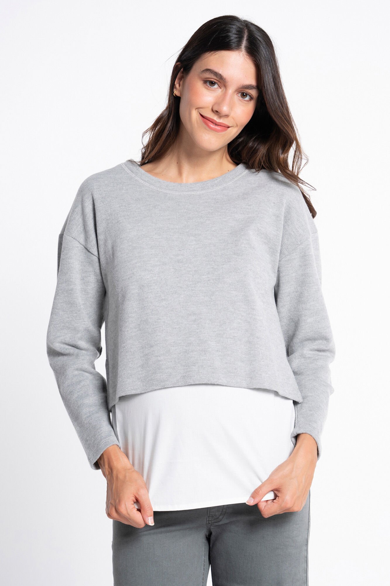 Ohma! Su&eacute;ter premam&aacute; con camisa falsa