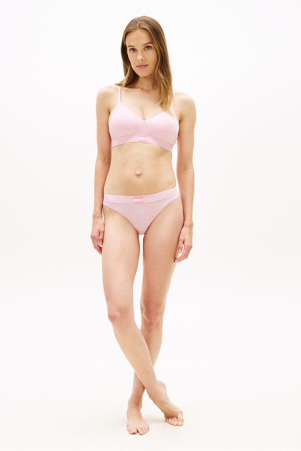 Tommy Hilfiger Braga algod&oacute;n con bandera al tono rosa