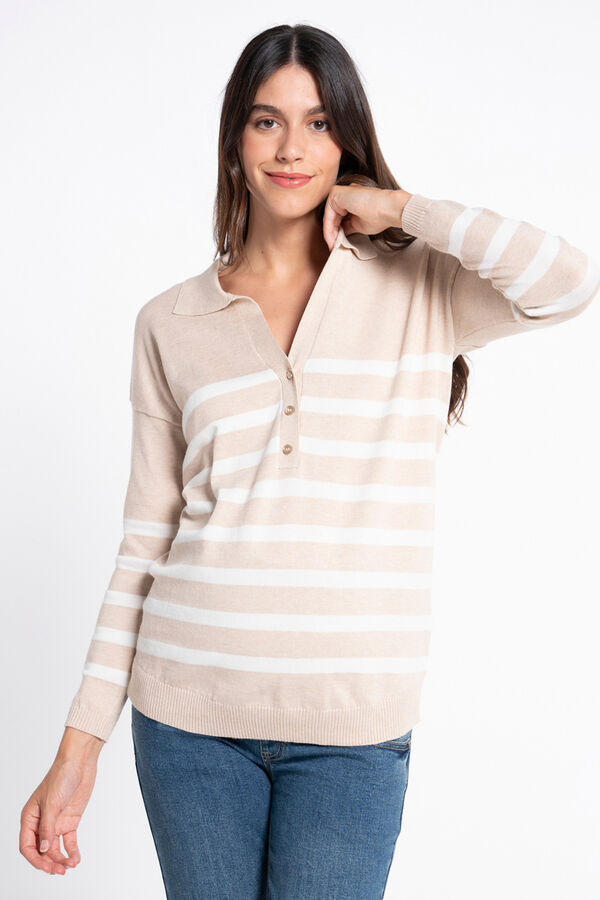 Ohma! Camisola de pré-mamã em malha às riscas cinzento