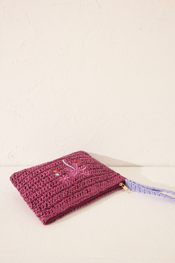 Women'secret Neceser peque&ntilde;o rafia estampado morado morado/lila