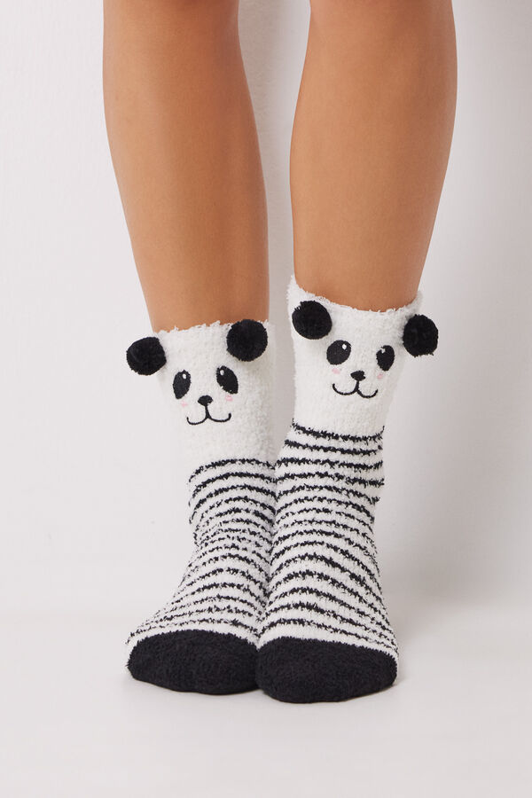Women'secret Calcetines pelo oso panda  blanco