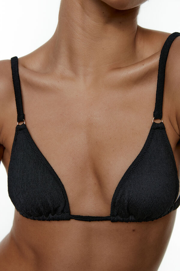 Black Limba Top bikini triangular de tejido jacquard Lottie Black negro