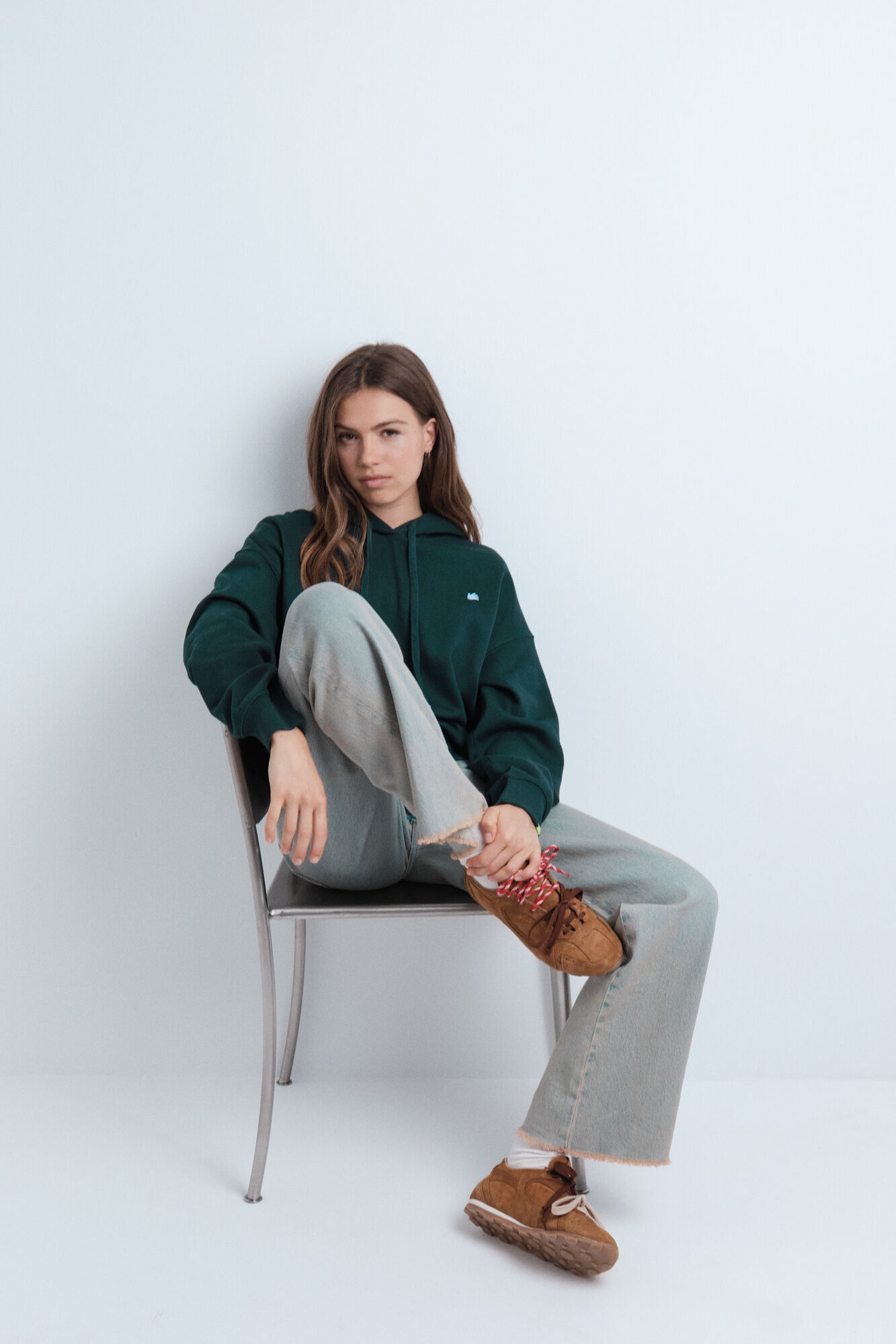 HI&BYE Sweatshirt com capuz de pel&uacute;cia verde