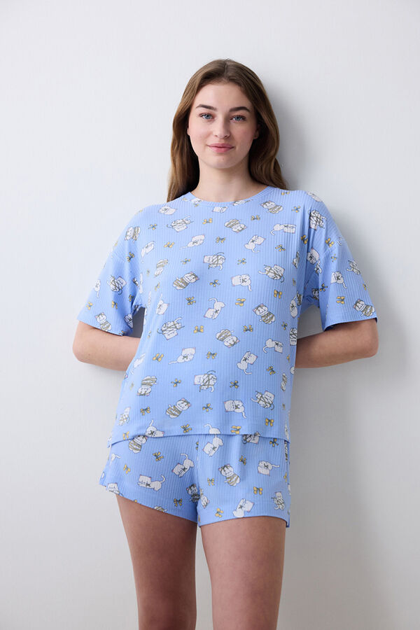 Penti Camiseta manga corta de pijama azul estampada azul